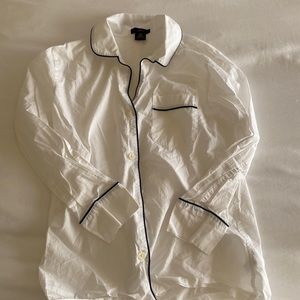 J. Crew End- on-end Cotton Long Sleeve Pajama Set Petite XS